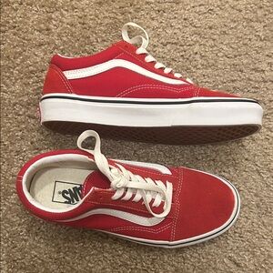 Vans Classic Red and White Low-Tops